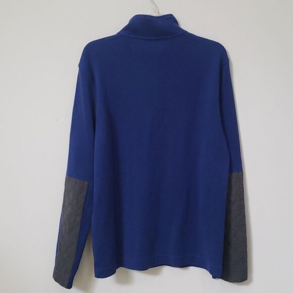 Banana Republic Sweater Mens sz L Blue Rib Knit All Cotton Pullover 1/4 Zip - Picture 4 of 9